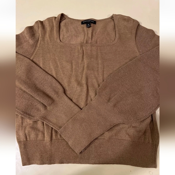 Banana Republic Women's Cropped Sweater Ribbed Chocolate Brown Square Neck EUC - Picture 1 of 7
